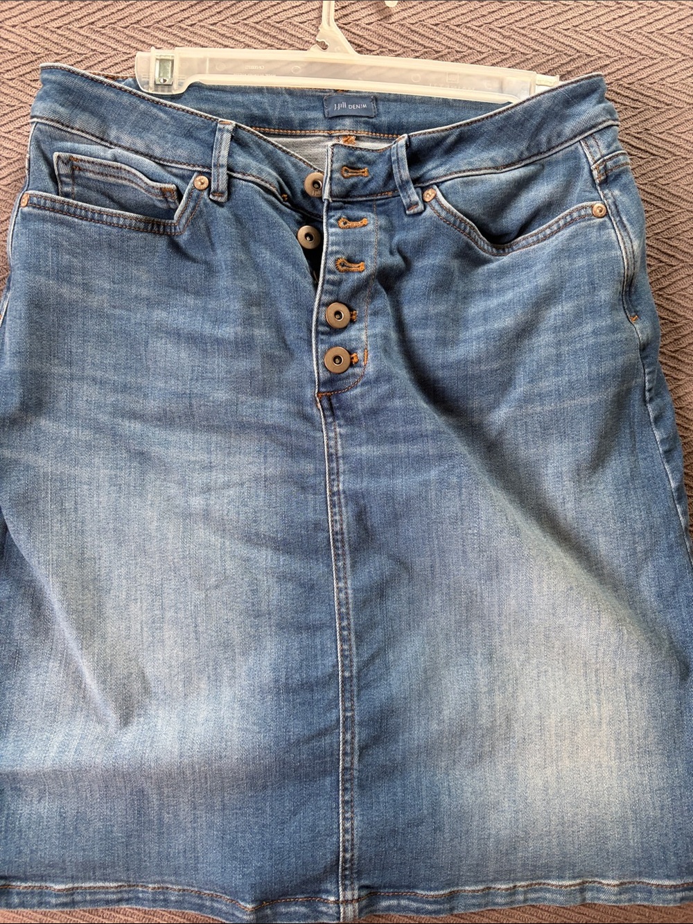 J. Jill High-Rise Light Blue Denim Button-Front Skirt